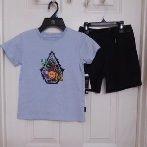 NWT 2pc Volcom Pale Blue Colorful Logo Shirt & Shorts Set sz 5